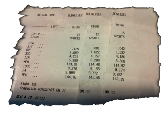 1/4 mile time slips, modification